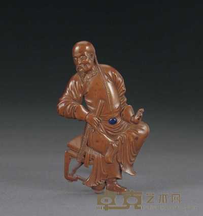 清晚期 黄杨木雕人物肖像 高14cm